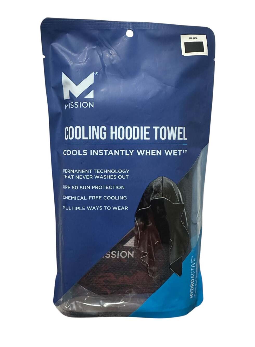 Mission HydroActive Cooling Hoodie Towel, Black, OSFM